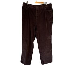 Style & Co. Woman Chocolate Brown Stretch Corduroy Pants Sz 18W Dark Academia